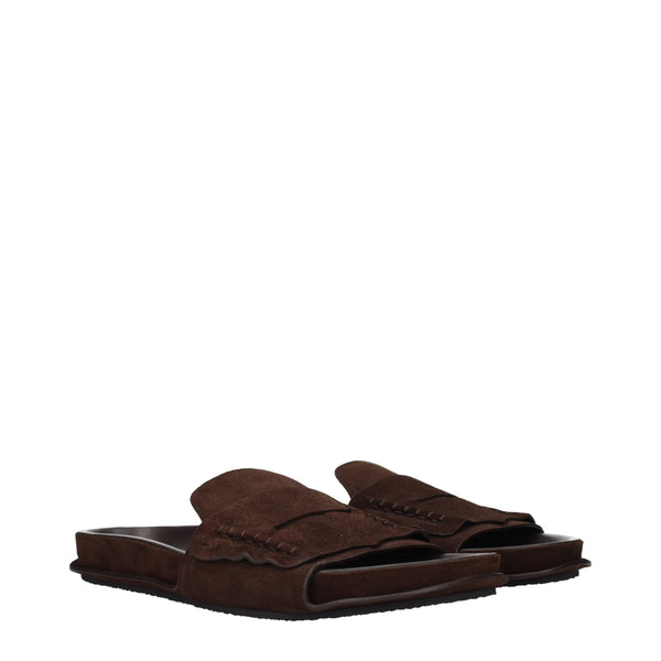Braune Leder-Hausschuhe