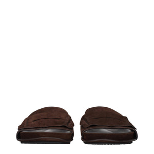 Braune Leder-Hausschuhe