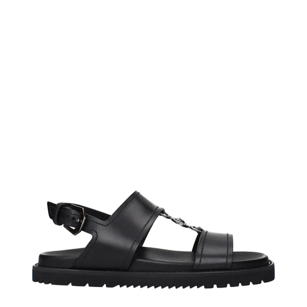 Schwarze Ledersandalen