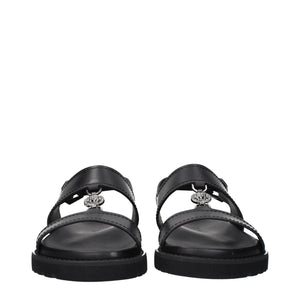 Schwarze Ledersandalen