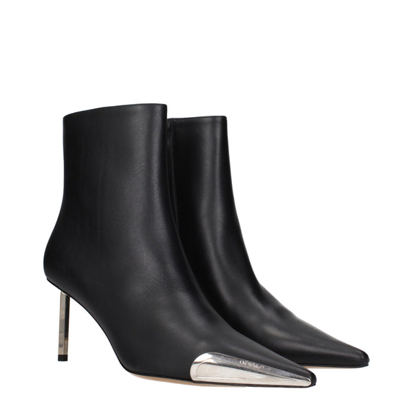 Schwarze Lederstiefeletten