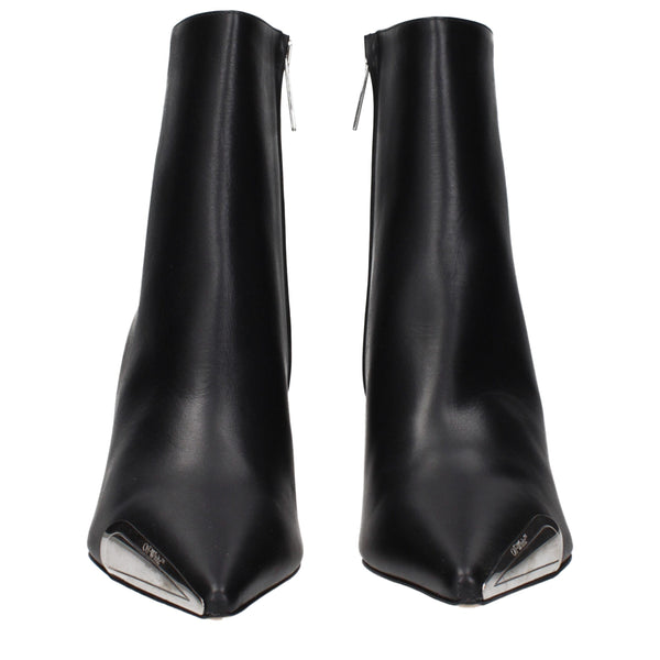 Schwarze Lederstiefeletten