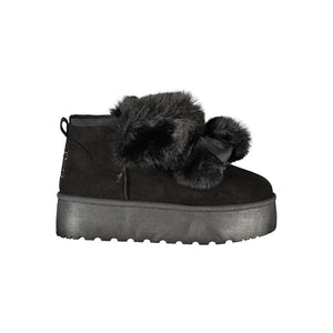 Schwarzer Polyester Damenstiefel