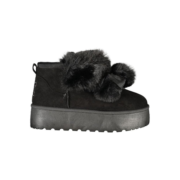 Schwarzer Polyester Damenstiefel