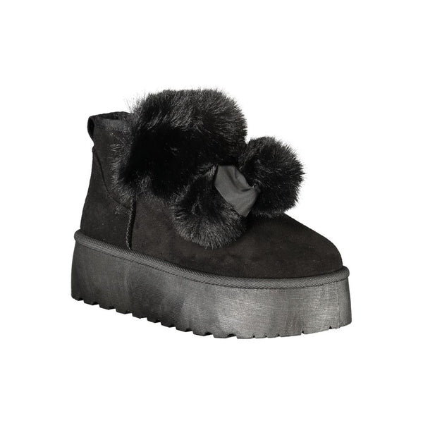 Schwarzer Polyester Damenstiefel
