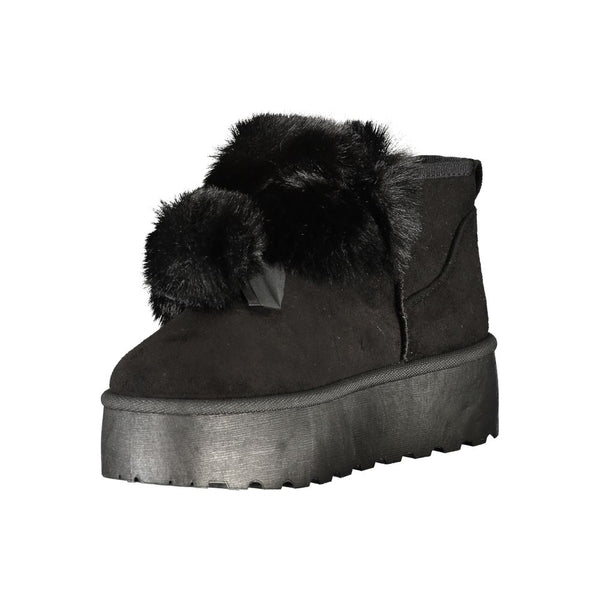 Schwarzer Polyester Damenstiefel