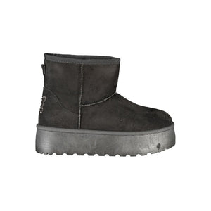 Schwarzer Polyester Damenstiefel