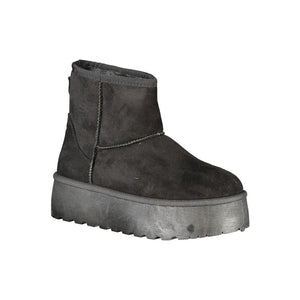 Schwarzer Polyester Damenstiefel