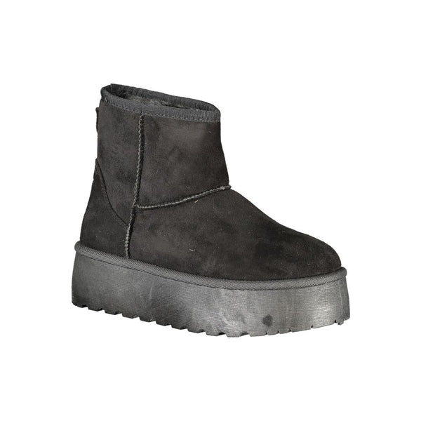 Schwarzer Polyester Damenstiefel