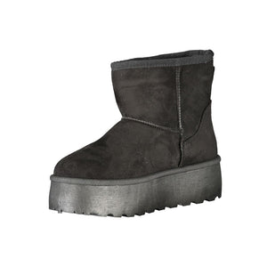 Schwarzer Polyester Damenstiefel
