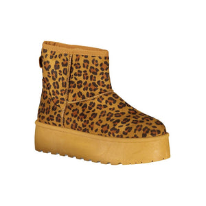 Brauner Polyester Damenstiefel