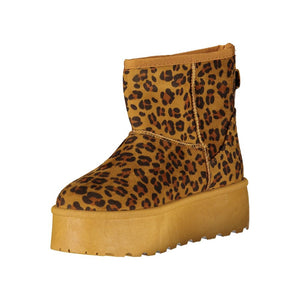 Brauner Polyester Damenstiefel