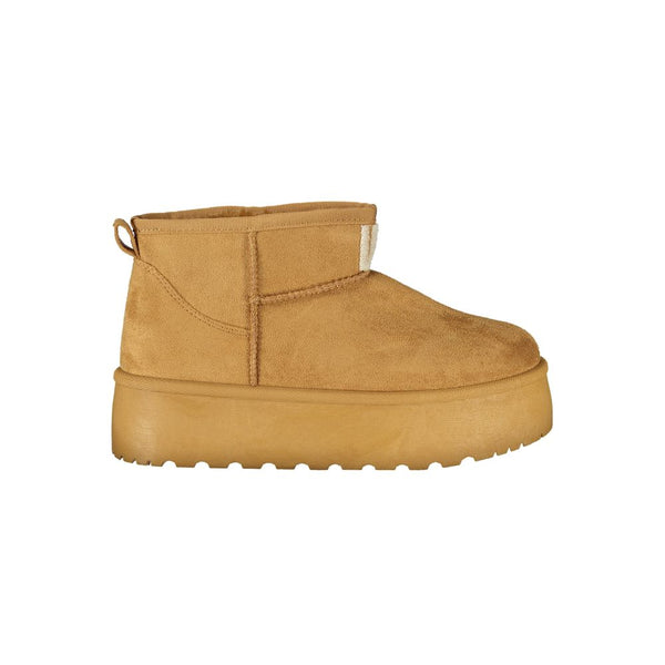 Brauner Polyester Damenstiefel