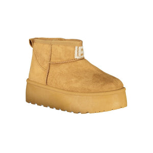 Brauner Polyester Damenstiefel