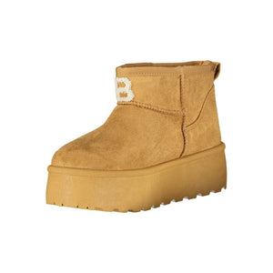 Brauner Polyester Damenstiefel