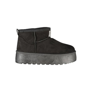 Schwarzer Polyester Damenstiefel