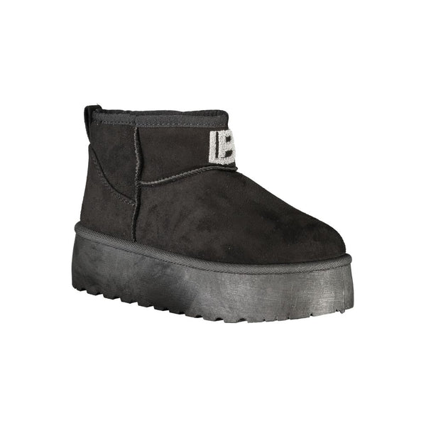 Schwarzer Polyester Damenstiefel