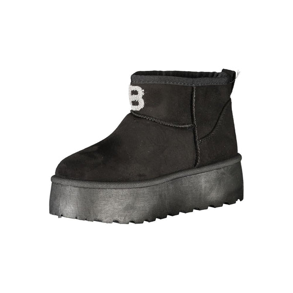 Schwarzer Polyester Damenstiefel