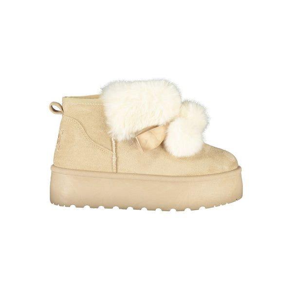 Beige Polyester Damenstiefel