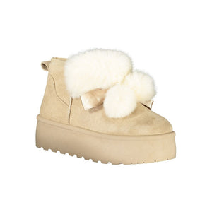 Beige Polyester Damenstiefel