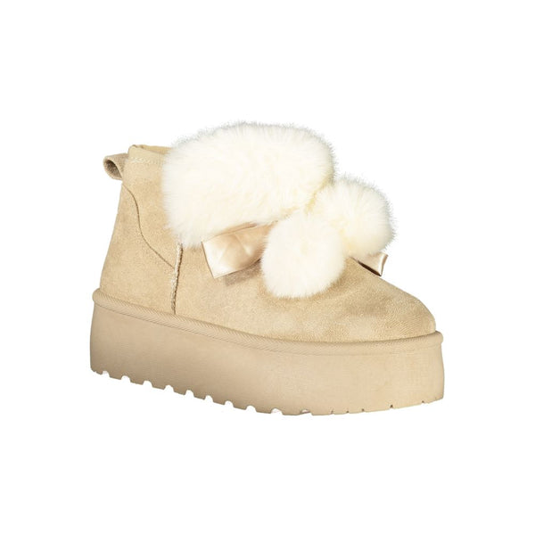 Beige Polyester Damenstiefel