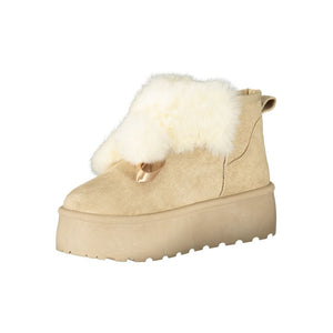 Beige Polyester Damenstiefel