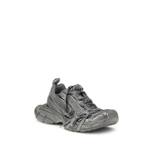 Graue Polyurethan-Sneaker im Chunky-Stil