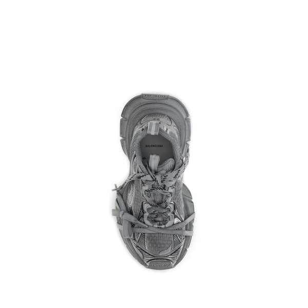 Graue Polyurethan-Sneaker im Chunky-Stil