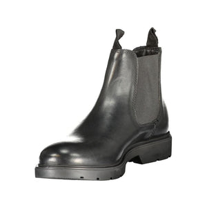 Schwarzer Polyester-Knöchelstiefel