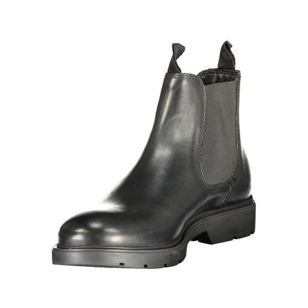 Schwarzer Polyester-Knöchelstiefel