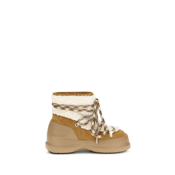 Beigefarbene Leder-Stiefeletten