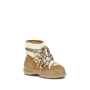 Beigefarbene Leder-Stiefeletten