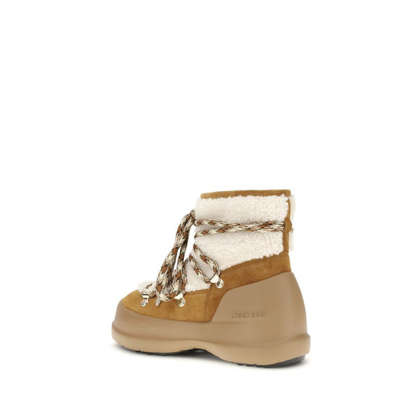 Beigefarbene Leder-Stiefeletten