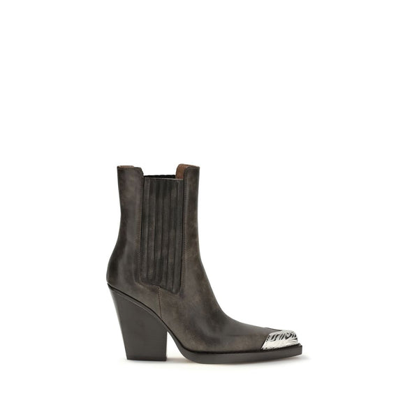 Schwarze Leder-Ankle-Boots