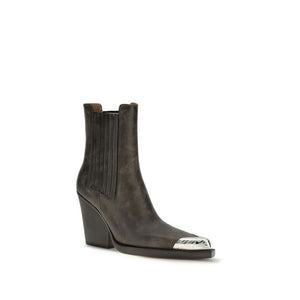 Schwarze Leder-Ankle-Boots