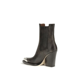 Schwarze Leder-Ankle-Boots
