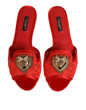 Rote Devotion Spitzenschuhe Slip-On Sandalen