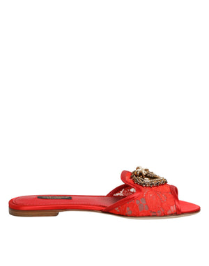 Rote Devotion Spitzenschuhe Slip-On Sandalen