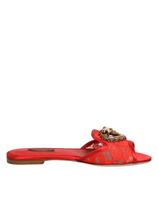 Rote Devotion Spitzenschuhe Slip-On Sandalen