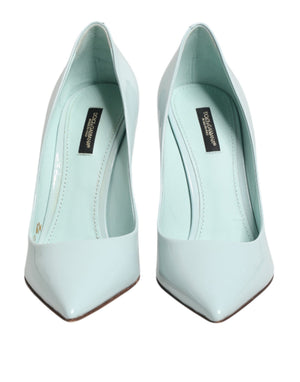 Mintgrüne Leder-Stilettos mit Pfennigabsatz