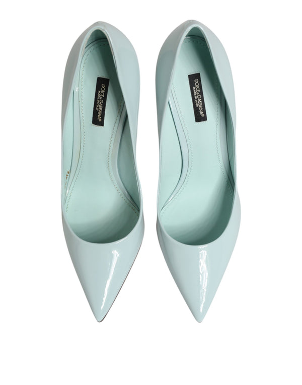 Mintgrüne Leder-Stilettos mit Pfennigabsatz