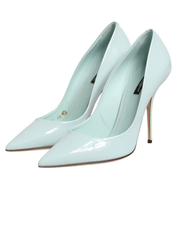 Mintgrüne Leder-Stilettos mit Pfennigabsatz