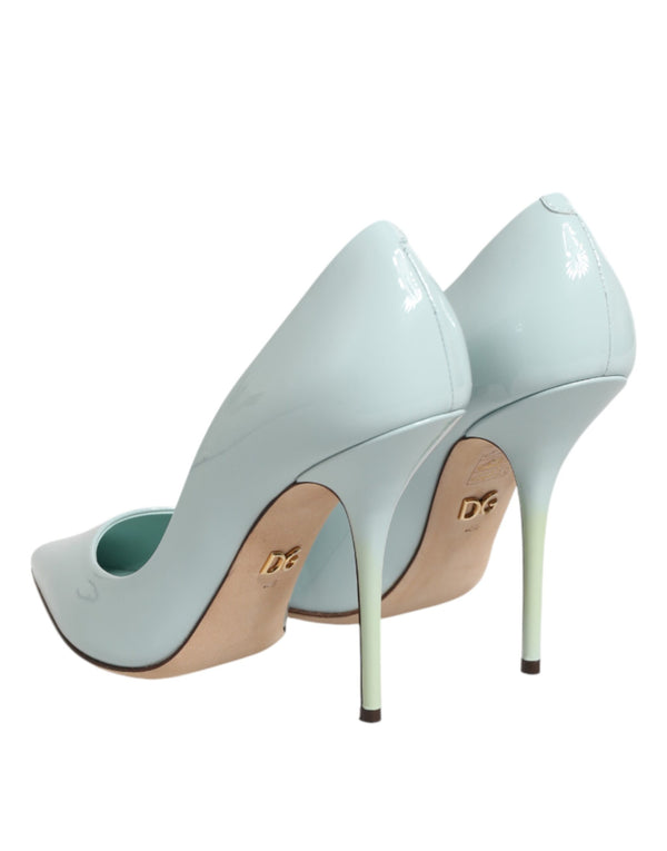Mintgrüne Leder-Stilettos mit Pfennigabsatz