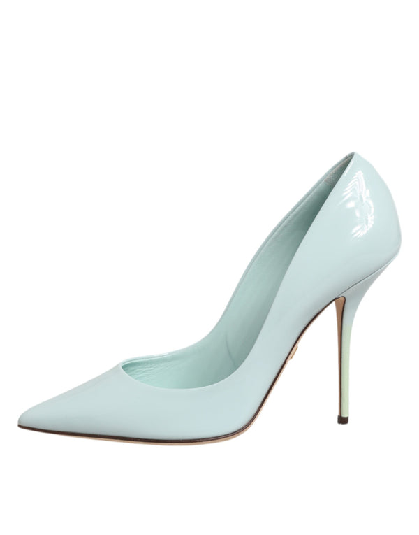 Mintgrüne Leder-Stilettos mit Pfennigabsatz