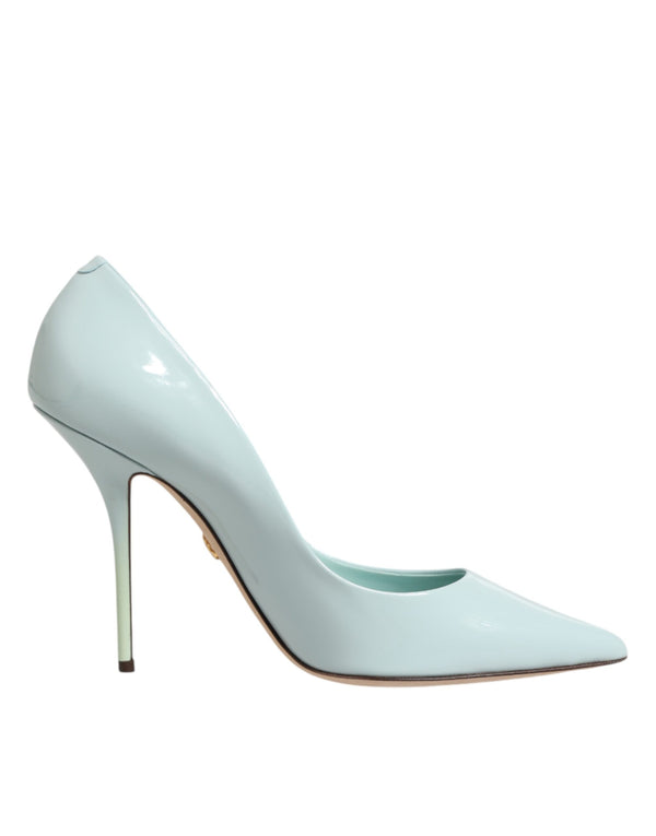 Mintgrüne Leder-Stilettos mit Pfennigabsatz