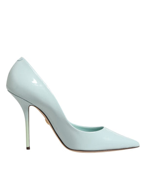 Mintgrüne Leder-Stilettos mit Pfennigabsatz