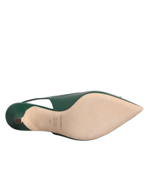 Grüne Leder-AMORE-Slingback-Pumps