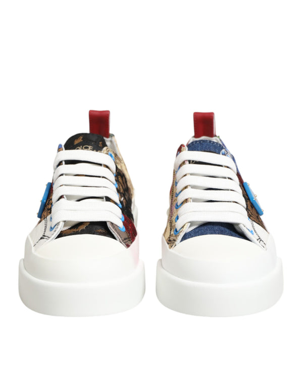 Bunte Patchwork-Sneaker mit niedrigem Schaft
