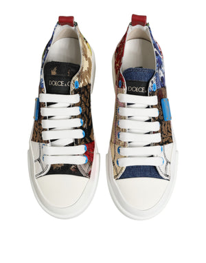 Bunte Patchwork-Sneakers mit niedrigem Schaft