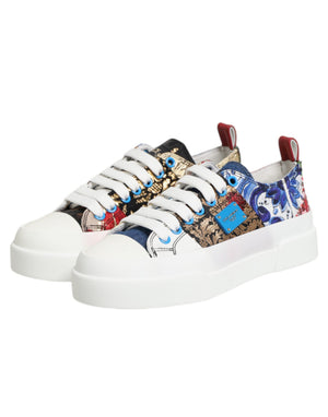 Bunte Patchwork-Sneakers mit niedrigem Schaft